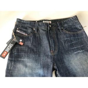 DIESEL Jeans 34 Blue Distressed NEW With Tags